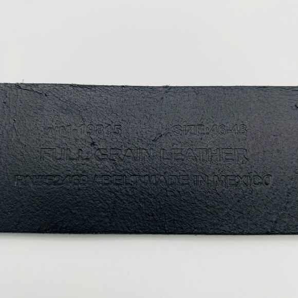 Mens Leather Belt Black Size 46-48 Full Grain Leather Nickel Hardware - Picture 5 of 10